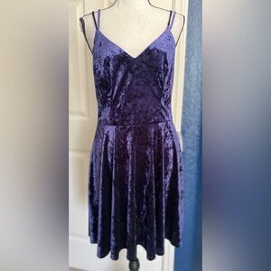 B Darlin Deep Purple Velvet Spaghetti Strap Mini Dress